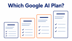 Googleの4つのAIプランから自分に合うものを選ぶイメージ図